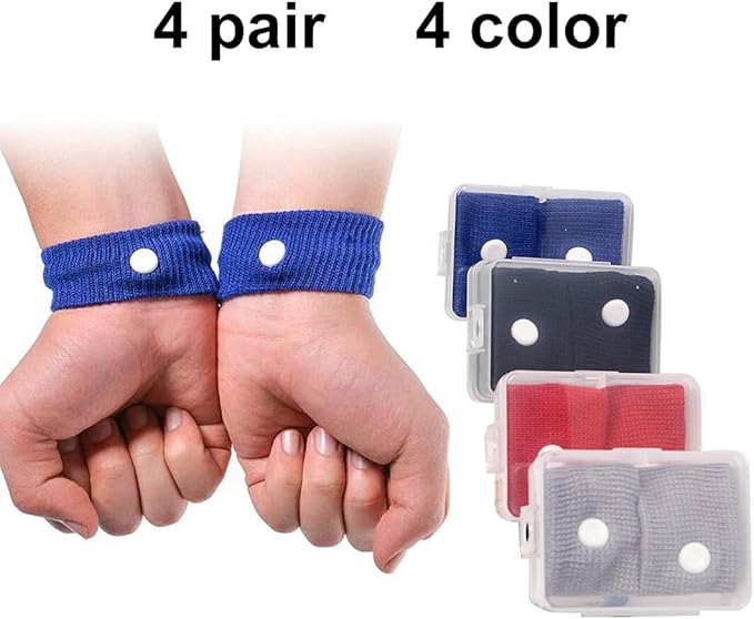 8 Pcs Travel Motion Sickness Relief Wrist Bands, Sea Motion Sickness Wristbands, Travel Essentials for Camping/Cruise Ship/Airplane