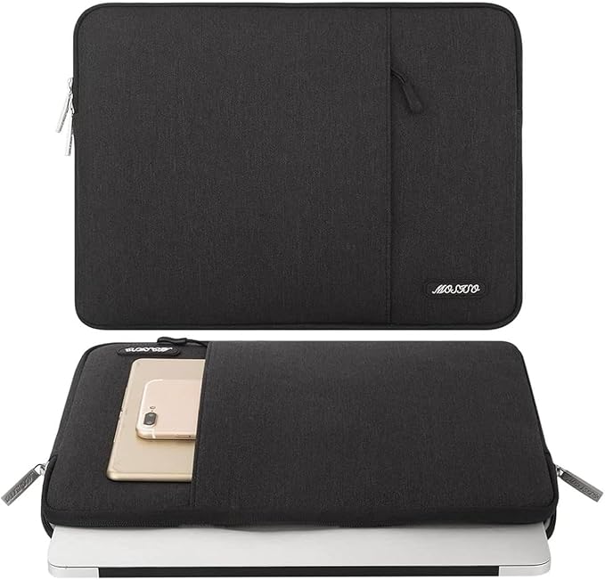MOSISO Laptop Case 18.5 inch, 18-18.5 inch Laptop Sleeve Compatible with ASUS Gaming Monitor HP Dell Lenovo Notebook, Polyester Vertical Computer Sleeve Bag with Pocket, Black