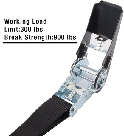 XSTRAP STANDARD Ratchet Straps, 900 LB Break Strength, 8-Pack 10FT Ratchet Tie Down Straps Set for Motorcycle Straps Tie Downs, Appliances, Lawn Equipment, Logistic Cargo Straps for Trucks (Black)