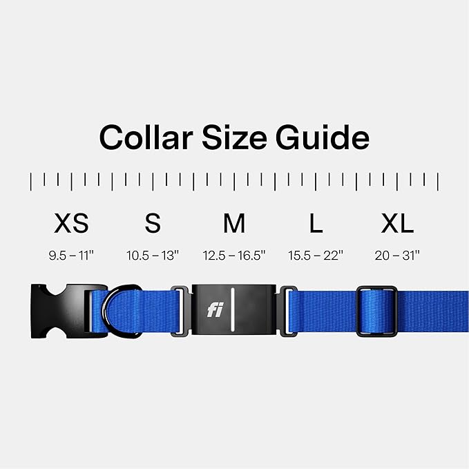 New Fi Series 3+ Smart Dog Tracker Collar [12 Month Membership Included] GPS Tracker for Dogs with Health & Behavior Monitoring, Escape Alerts, Waterproof, LED, Apple Watch Compatible (Blue, Medium)