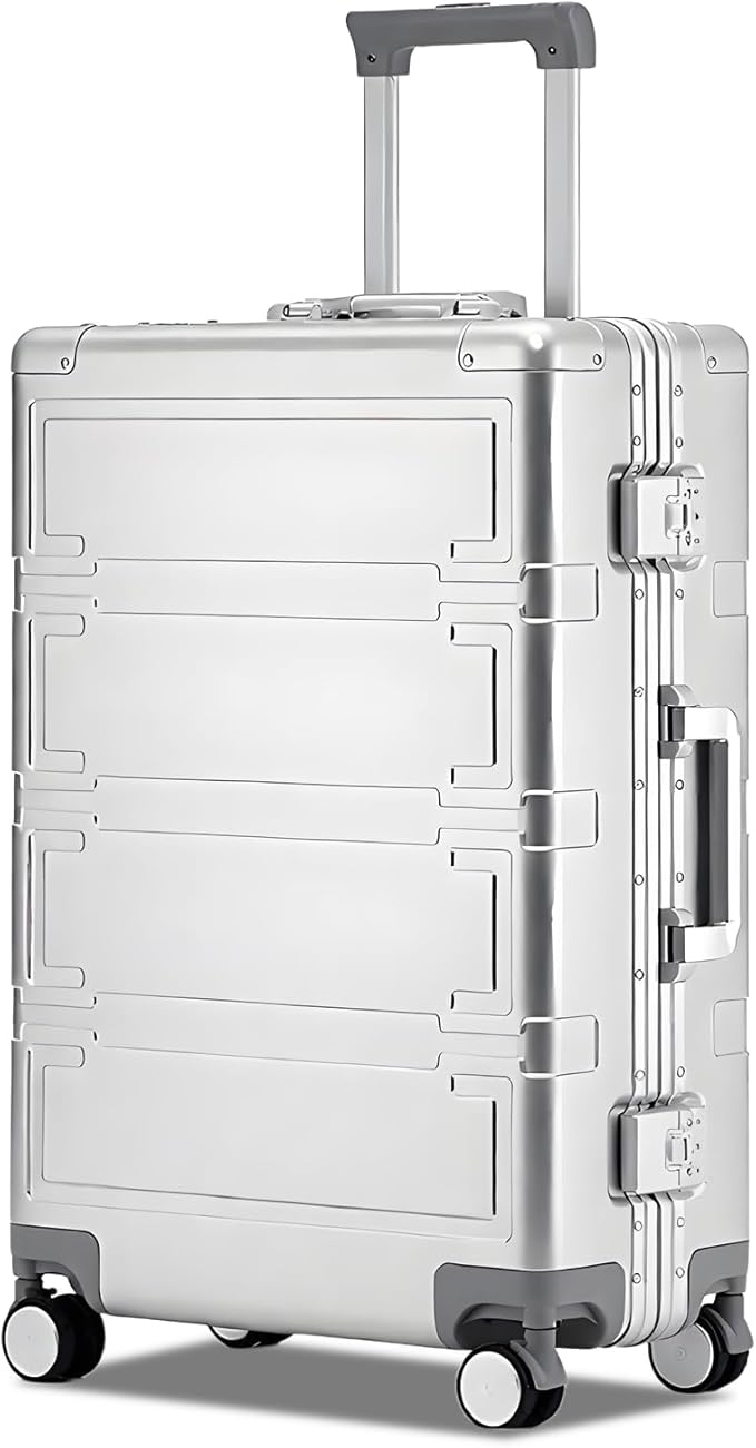 Simcat All Aluminum Carry On Luggage, 20 Inch Hard Shell Zipperless Luggages，Airline Approved Suitcase with TSA Lock and Silent Wheels (Silver,20inch/56.5x21.5x39.5cm)