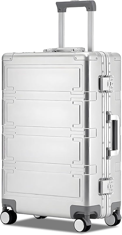 Simcat All Aluminum Carry On Luggage, 20 Inch Hard Shell Zipperless Luggages，Airline Approved Suitcase with TSA Lock and Silent Wheels (Silver,20inch/56.5x21.5x39.5cm)