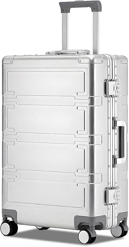 Simcat All Aluminum Carry On Luggage, 20 Inch Hard Shell Zipperless Luggages，Airline Approved Suitcase with TSA Lock and Silent Wheels (Silver,20inch/56.5x21.5x39.5cm)