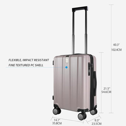 KROSER Hardside Expandable Carry On Luggage with Spinner Wheels & Built-in TSA Lock, Durable Suitcase Rolling Luggage with USB Port, Carry-On 20-Inch, Matte Purple/Pink
