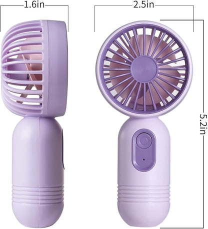 Mini Portable Fan 3 Pack, Cute Handheld Battery Operated Lightweight Small Personal Fans with 3 Speeds and USB Rechargeable Eyelash Fan for Stylish Girl Kids Women Men Office Outdoor Travel Camping