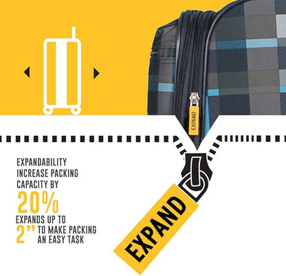 LUCAS Designer Luggage Collection - Expandable 24 Inch Softside Bag - Durable Mid-sized Ultra Lightweight Checked Suitcase with 8-Rolling Spinner Wheels (Old School Navy)