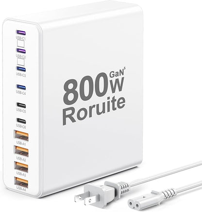 800W USB Charging Station, 120W PD GaN5 Super Fast USB C Charger Block-10 Port, Type C for PC Laptop MacBook Pro/Air Charger Compatible with iPhone 17 16 15 14 13 12 Pro Max, iPad, Galaxy