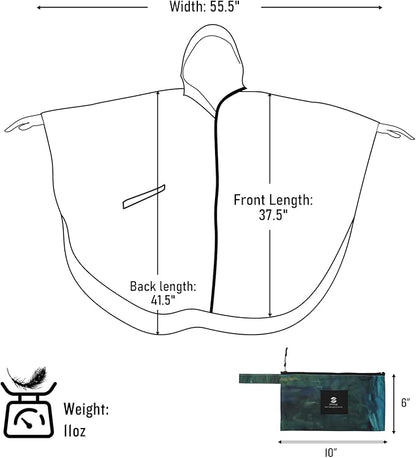 SaphiRose Rain Poncho Jacket Coat Hooded for Adults with Pockets