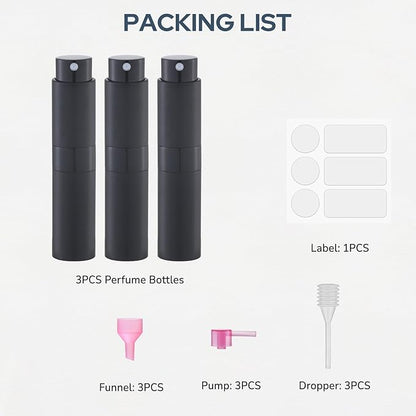 Perfume Atomizer Travel Bottle Refillable: Cologne Sprayer Portable for Men - Mini Spray Empty for Refill - 8ml Small Size Black