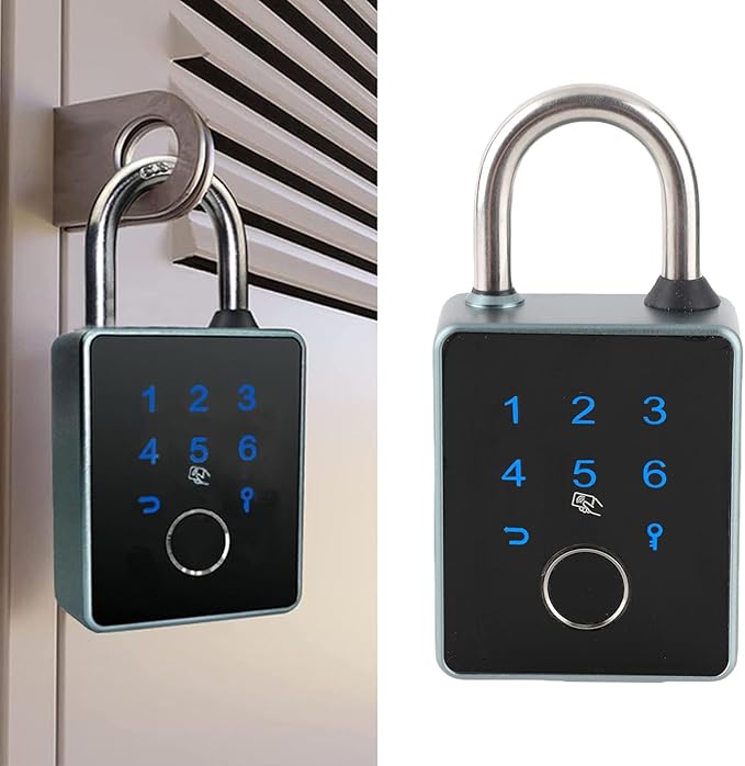 Fingerprint Padlock, Smart Padlock with Keyless Biometric, APP Control & Key Backup, Outdoor Heavy Duty Locker Lock for Gym Locker, Door, Luggage, Suitcase, Backpack