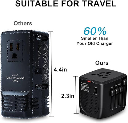 International Travel Adapter Voltage Converter Steps Down 220V to 110V for Cell Phones, Laptops, and Curling Irons, US to UK, Europe, Australia, and More Than 200 Countries(Black)