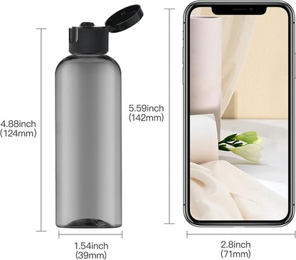 LISAPACK 3.4 oz Travel Bottles for Toiletries, Plastic Travel Size Containers for Shampoo Conditioner TSA Approved, Empty Small Squeeze for Lotion, Leak Proof Mini Liquid Tube for Refillable Black