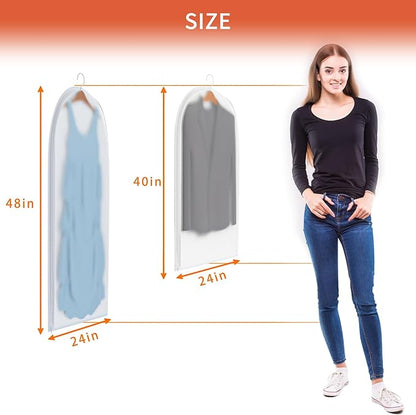 Clear Garment Bags for Hanging Clothes,48in Dress Clothing Suit Bags Coat for Sweater Closet Storage Dress Hanging Garment Translucent Clothes Covers Protecting Dusts(6-Pack)