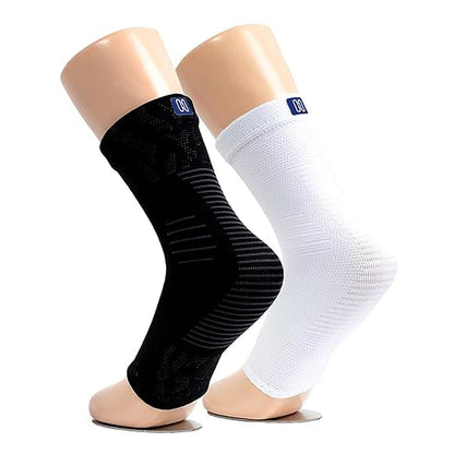 NanoSocks Compression Socks for Women & Men (1 Pair) - BEST Ankle Brace Support Sleeve for Neuropathy, Plantar Fasciitis, Diabetic Foot Nerve Pain Relief - Toeless (Small, White)