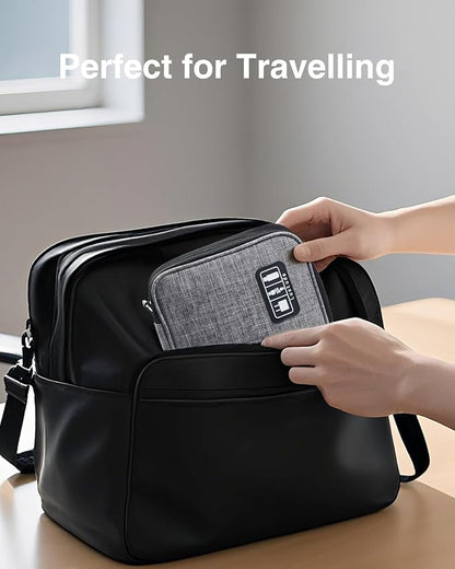 Luxtude Double Layer Cord Organizer Bag, Portable Cable Storage Case, Flat Electronic Organizer Travel Case, Portable Tech Bag for Cable/Cord Storage/iPad (up to 7.9")/Wall Charger/Electronics