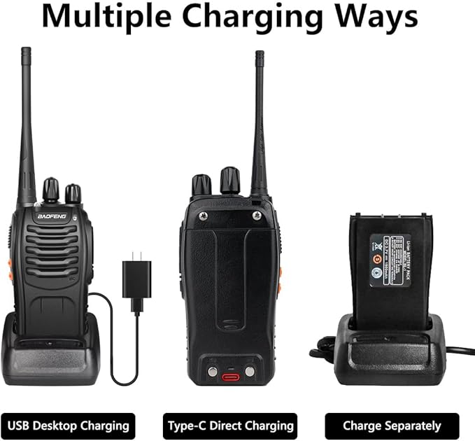 BAOFENG Radio BF-888S Walkie Talkies Long Range Rechargeable Two Way Radios with Flashlight, Type-C Charging Li-ion Battery, Frequency Copy, VOX Handsfree, for Cruise Hiking Camping Family, 20 Pack