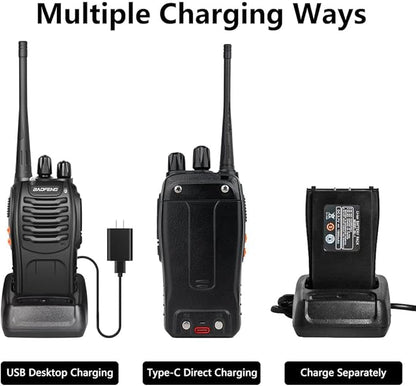 BAOFENG Radio BF-888S Walkie Talkies Long Range Rechargeable Two Way Radios with Flashlight, Type-C Charging Li-ion Battery, Frequency Copy, VOX Handsfree, for Cruise Hiking Camping Family, 20 Pack