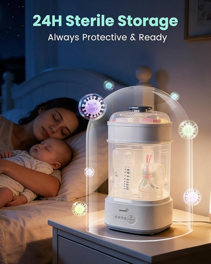 GROWNSY Bottle Sterilizer and Dryer, Compact Electric Steam Baby Bottle Sterilizer (Esterilizador de Biberones), Bottle Sanitizer for Baby Bottles, Pacifiers, Pump Parts