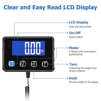 Shipping Scale, 440 lbs/0.35oz High Accurate Digital Postal Scale with Hold/Tare Function, Shipping Scale for Small Business, Packages, Luggage, Home Use, Battery & Charging Cable Include