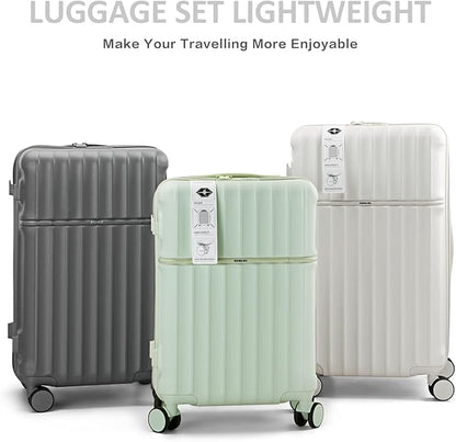 20 Inch Hardside Carry-On Luggage with Spinner Wheels, TSA Lock, Double Zippers, Thick PC Shell, Lightweight Travel Suitcase for Business, Weekend, and International Trips(Green)