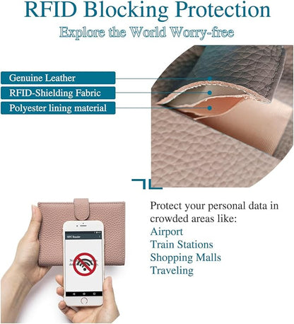 Leather RFID Slim Passport Holder for Travel Women – Passport Wallet for Men with Passport Cover & 3 Card Slots, Zippered Coin Pocket, Cash Holder – Travel Organizer Christmas Gift Box (Pink)