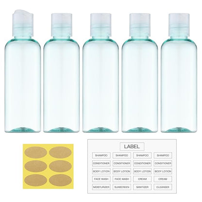 Travel Bottles for Toiletries 3.4 oz - Travel Size Containers for Shampoo Plastic - Small Empty Lotion Squeeze Bottle for Liquid TSA Approved - Leak Proof Mini Conditioner Refillable 100ml