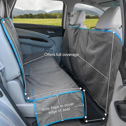 Kurgo Coast to Coast Hammock - Waterproof Backseat Dog Hammock for Full Coverage - Car Seat Protector with Rufftex Floor Guard - Durable Travel Gear - Stain Resistant - Heather Charcoal Grey