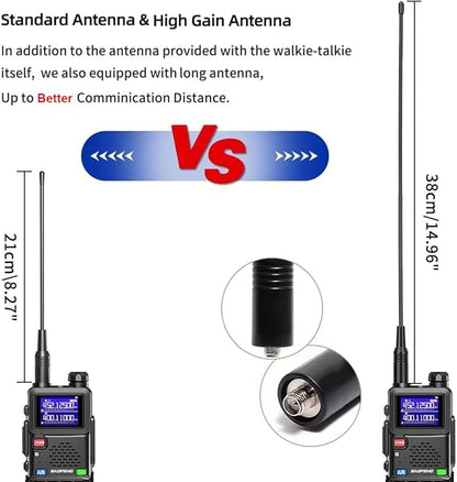 BAOFENG Radio 5RM 10W Ham Radio Long Range Handheld Multi-Band Two Way Radio NOAA FM AM(Airband) Receiver Walkie Talkies (Upgrade of UV-5R), Copy Frequency 999CH,Type C,Programming Cable,Speaker Mic