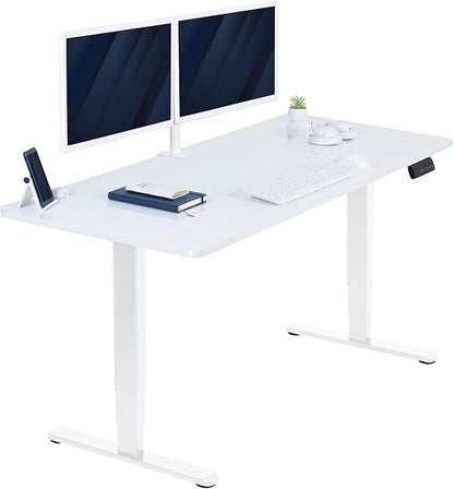 VIVO Electric 60 x 24 in Dual Motor Sit Stand Desk, Memory Height Adjustment, 2B Series, White Dry Erase Top White Frame, DESK-KIT-2W6WE