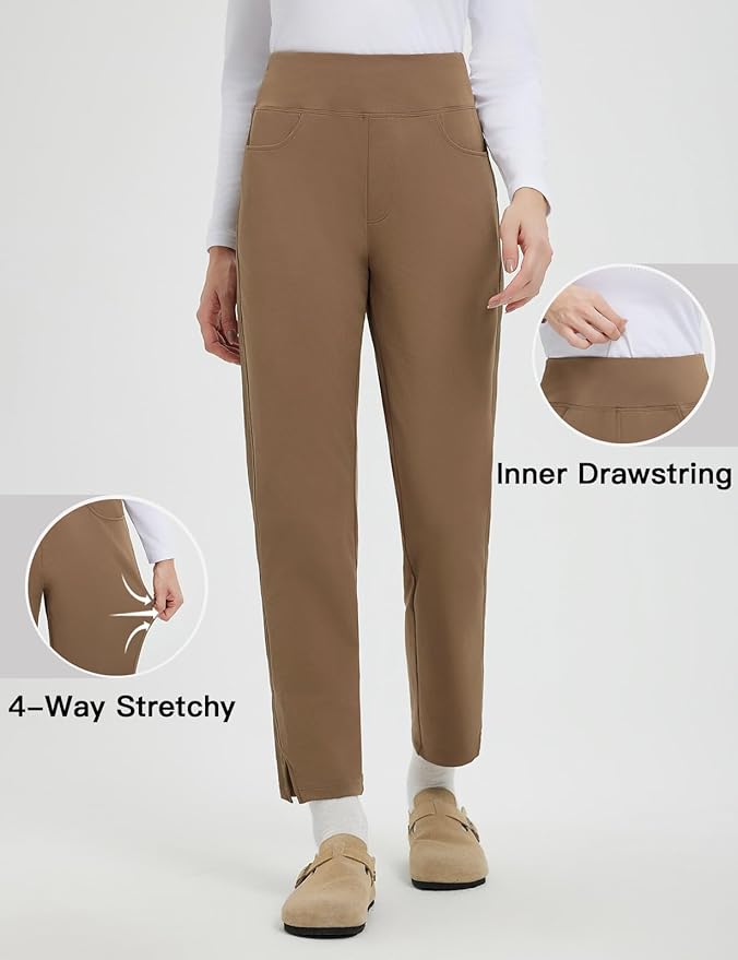 baleaf Women's Fleece Lined Pants Winter Thermal Travel Pants Water Resistant Cold Weather Golf Hiking Pockets Work