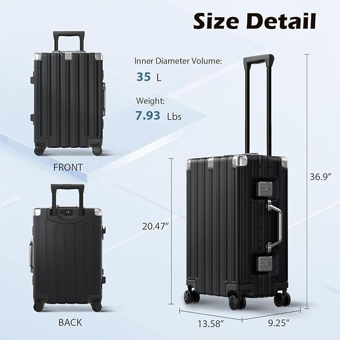 Krute Luggage Sets 2 Pieces Aluminum Frame Suitcase With Spinner Wheels 20 28 Inch Hardside No Zipper PC Luggages with USB Charger