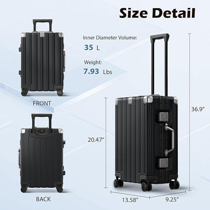Krute Luggage Sets 2 Pieces Aluminum Frame Suitcase With Spinner Wheels 20 28 Inch Hardside No Zipper PC Luggages with USB Charger
