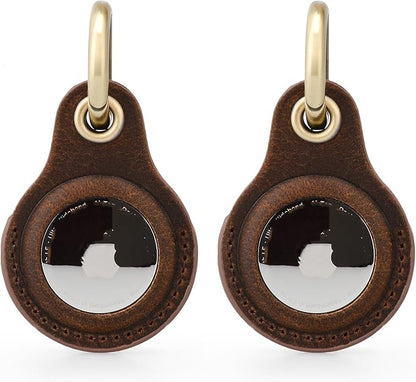 2 Pack Tusks Land Genuine Leather for AirTag Holder, Compatible with Apple AirTag, Anti-Loss Tracker Case for Dogs, Cats, Pets, Keys, Bags, Luggage, Durable & Stylish Accessory