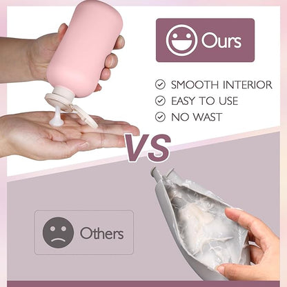 ASEVAT 10 oz Plastic Leak Proof Travel Bottles for Toiletries, Plastic Travel Size Containers, Shampoo and Conditioner Bottles Refillable Squeeze Bottle for Lotion, Body Wash (3Pcs)