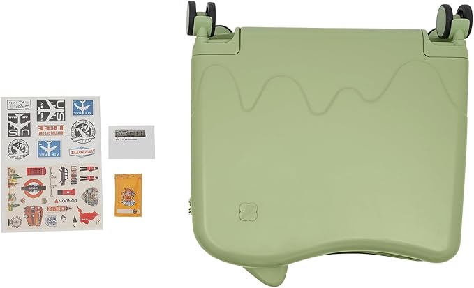 18" Ride-On Kids Suitcase with Double Spinner Wheels, Lightweight Tow-Along Luggage Carry-on Hardside Trolly Case with Password Lock, Rolling Children's Travel Luggage for Travel, School (Olive-green)
