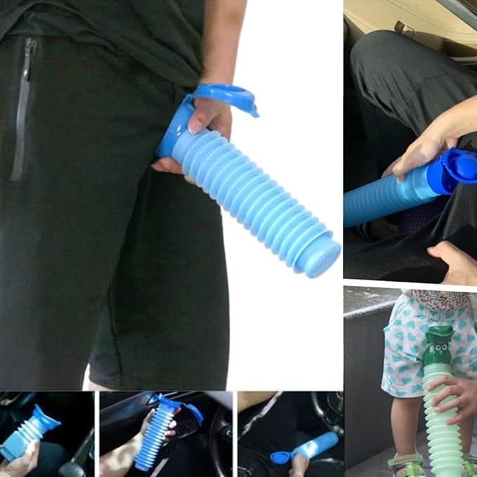 Portable Urinals for Men/Kids,Collapsible Travel Pee Bottles Female,750ML Adjustable Toilets for Toddler Boys,Women,Disabled Person Disabled Traffic Jam and Camping,Blue Set of 2