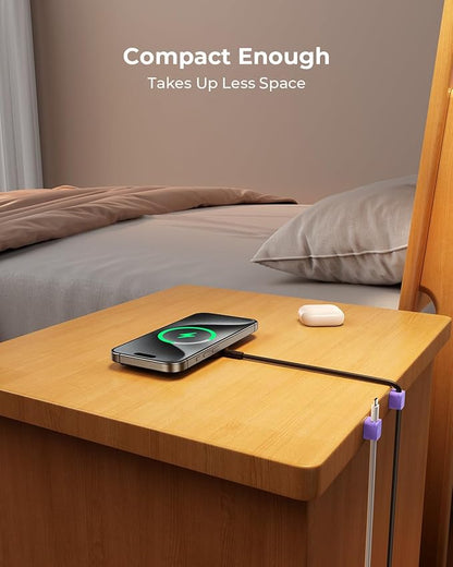 MRGLAS 10-Pack Magnetic Cable Management Cord Organizer,[1s Lock] Cable Holder Clips -Desk Cable Clips [Cable Smooth Adjustable], Adhesive Wire Organizer Keeper for Nightstand Desktop Office-Purple