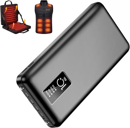 Heated Vest Battery Pack, USB 5V 10000mAh Power Bank, Battery Pack for Heating Hoodie/Jacket/Blanket/Chair/Stadium Seat Cushion PD20W Fast Charger (1-Pack Black)
