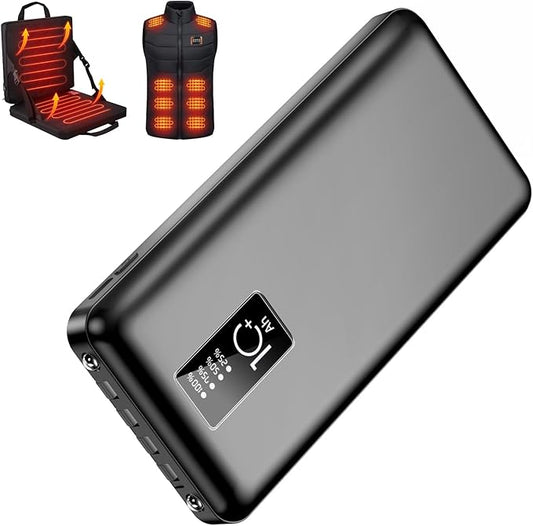 Heated Vest Battery Pack, USB 5V 10000mAh Power Bank, Battery Pack for Heating Hoodie/Jacket/Blanket/Chair/Stadium Seat Cushion PD20W Fast Charger (1-Pack Black)