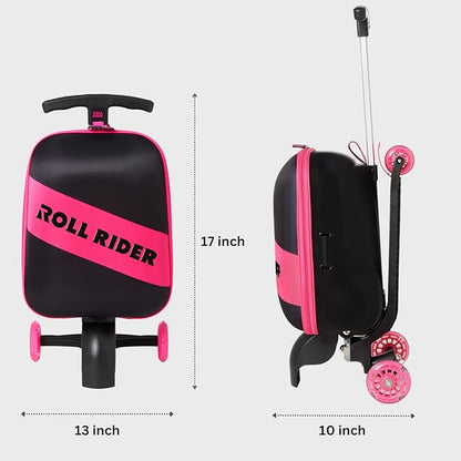Kids Scooter Luggage - 2-in-1 Ride-On Suitcase with Light-Up Wheels & Adjustable Handle|Carry-On Approved & TSA-Friendly| Fun, Durable, Lightweight Travel Scooter for Boys & Girls Ages 3-10