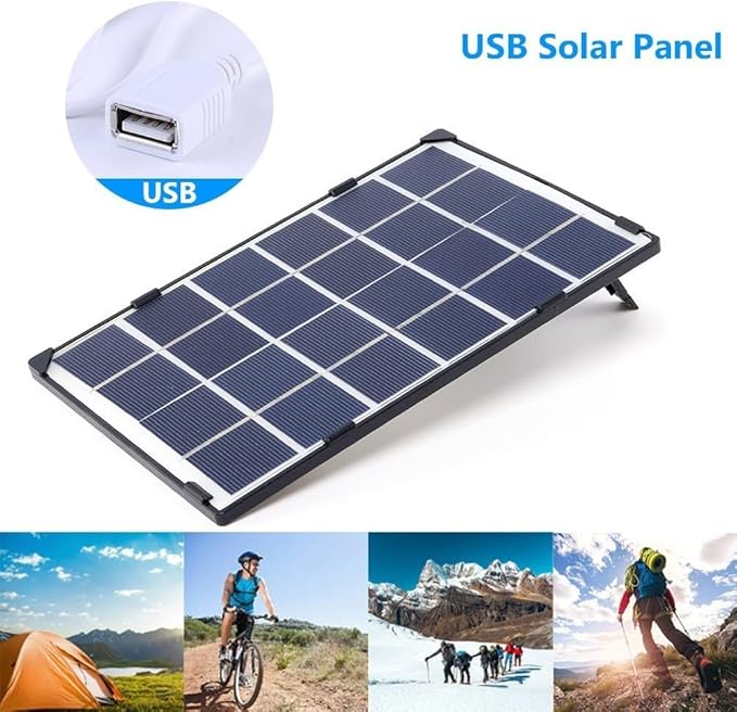 Solar Panel Charger 6W 5V Portable USB Solar Power Bank Waterproof for Mobile Devices Outdoor Lighting Water Pumps RV Boat Car Polysilicon 210x135x5mm