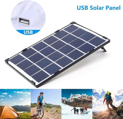Solar Panel Charger 6W 5V Portable USB Solar Power Bank Waterproof for Mobile Devices Outdoor Lighting Water Pumps RV Boat Car Polysilicon 210x135x5mm