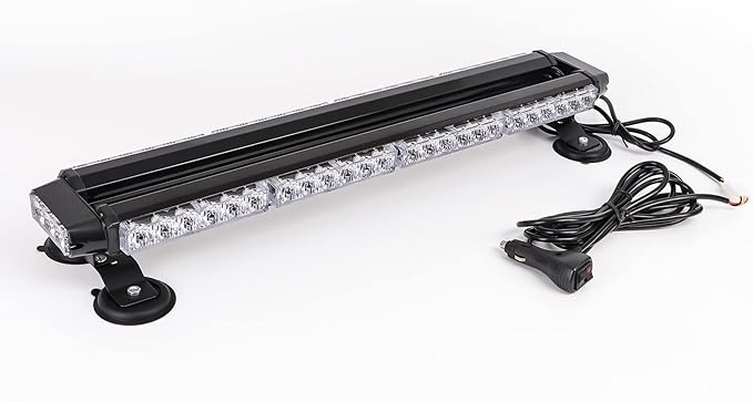 26.5" 54 LED Automotive Rooftop Beacon Light Bar Double Side Emergency Warning Flash Strobe Snow Plow Light Traffic Advisor with Magnetic Base For Tow Work Truck Pickup Amber White