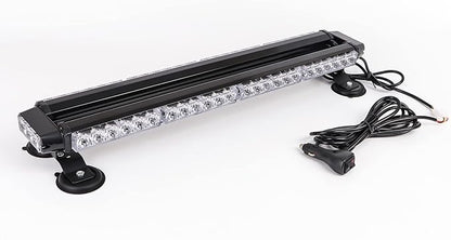 26.5" 54 LED Automotive Rooftop Beacon Light Bar Double Side Emergency Warning Flash Strobe Snow Plow Light Traffic Advisor with Magnetic Base For Tow Work Truck Pickup Amber White