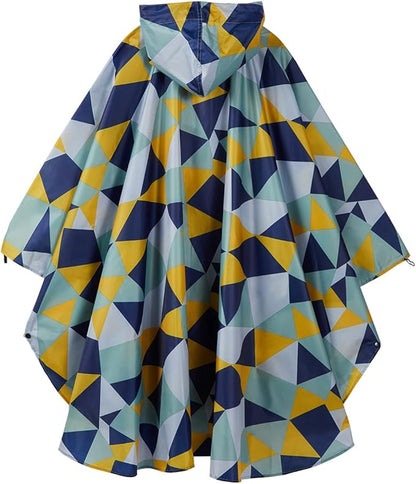 Fashion Hooded Rain Poncho Waterproof Raincoat Jacket with pocket for Women/Men/Adult