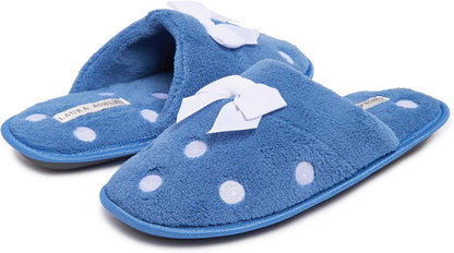 Laura Ashley Ladies Embroidered Soft Terry Scuff Slipper