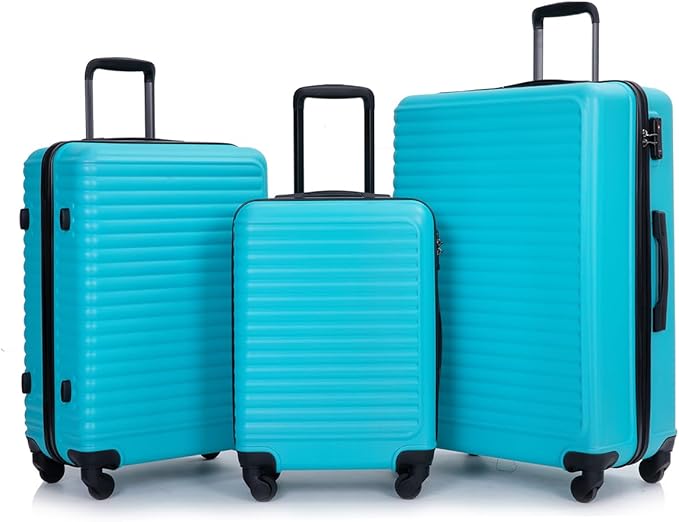 Travelhouse Luggage Sets, Expandable Hardside Suitcases 24in/28in, Carry on 20in,3 Piece Set Travel Luggages Clearance with Double Spinner Wheels TSA Lock Lightweight (Turpuoise-85)