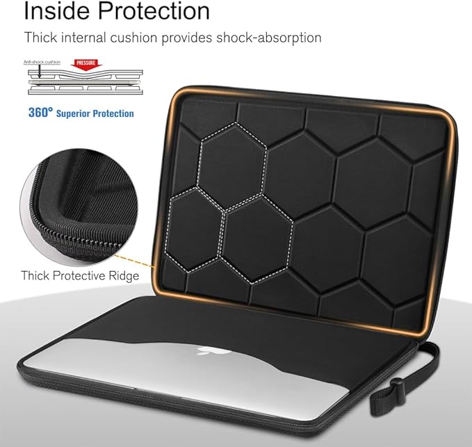 FINPAC Hard Laptop Sleeve Case for 13 inch MacBook Air M4 2025 A3240 M3 2024 A3113, 14 inch MacBook Pro M5/M4/M3/M2 A3434 A3401, 13" Air/Pro, Waterproof Case for Dell, Surface Laptop, HP, Acer, Black