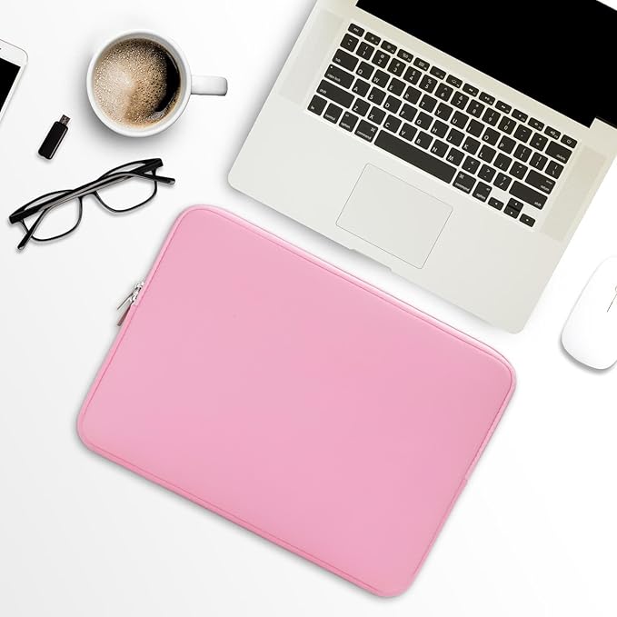 RAINYEAR 14 Inch Laptop Sleeve Case Protective Soft Padded Zipper Cover Carrying Computer Bag Compatible with 14" Notebook Chromebook Tablet Ultrabook (Pink)