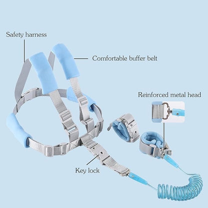 Toddler Leash for Walking, 2-in-1 Anti Lost Wrist Link & Baby Harness with Security Lock, 6.6Ft Long Rein for Boys & Girls 1-3 Years Old for Outdoor Activities, Park, and Travel（Blue）